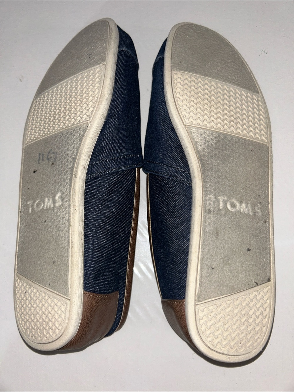 Toms Mens Alpargata Navy Slip-On Loafers in Dark Denim with Brown Trim - Picture 7 of 7
